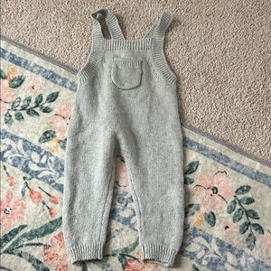 Quincy Mae Light Green Knit Overall one piece 0-3mo